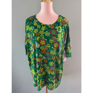Women's LuLaRoe Irma Top Size M Green Floral
